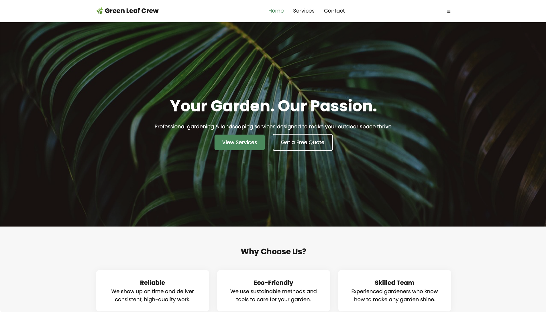 Green Leaf Crew Website Screenshot